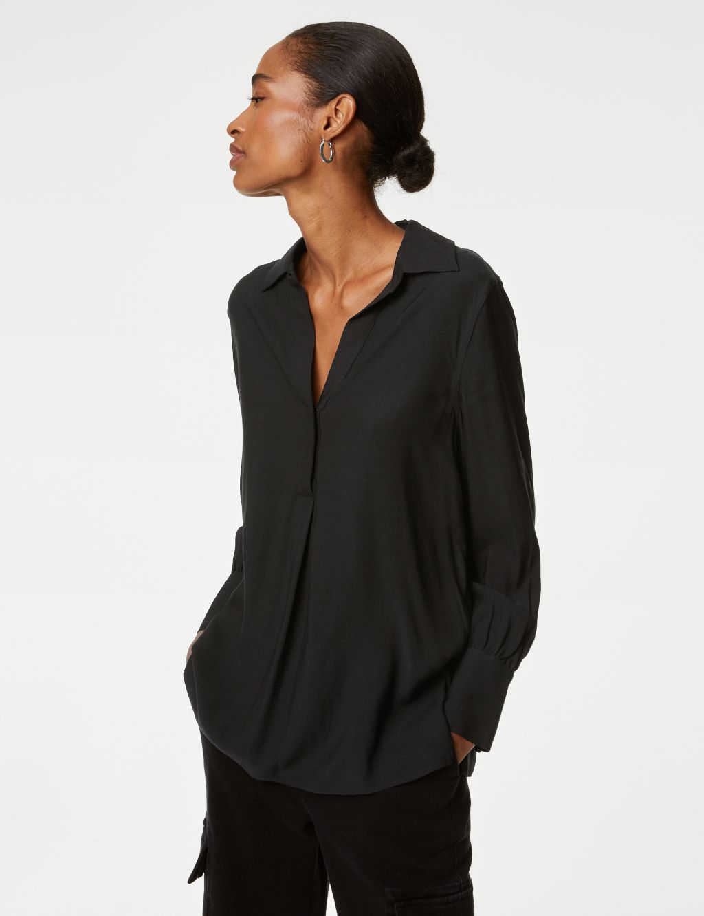 Collared Relaxed Popover Blouse image 4