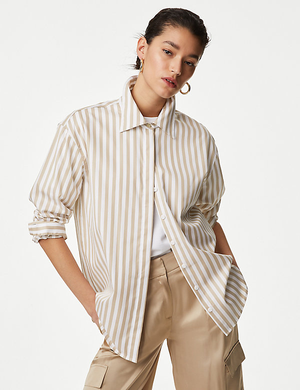 Pure Cotton Striped Collared Shirt - FI