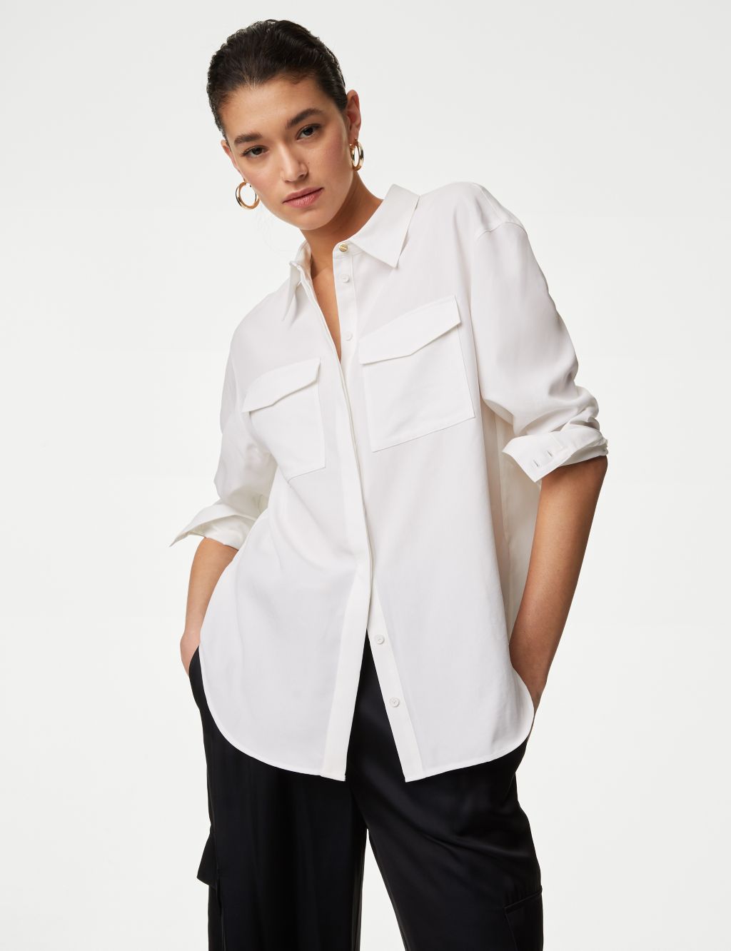 Modal Rich Collared Relaxed Utility Shirt image 3