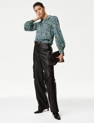 Blouson Sleeve Button Top