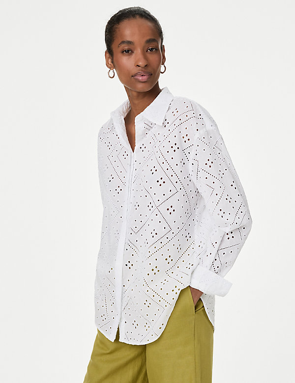 Pure Cotton Embroidered Collared Shirt - MV