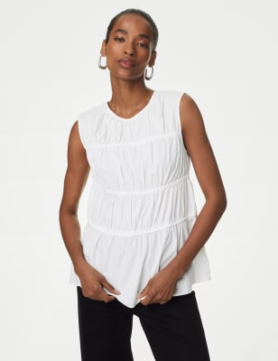 

Autograph Top con detalle de fruncido 100% algodónWomens - Ivory, Ivory