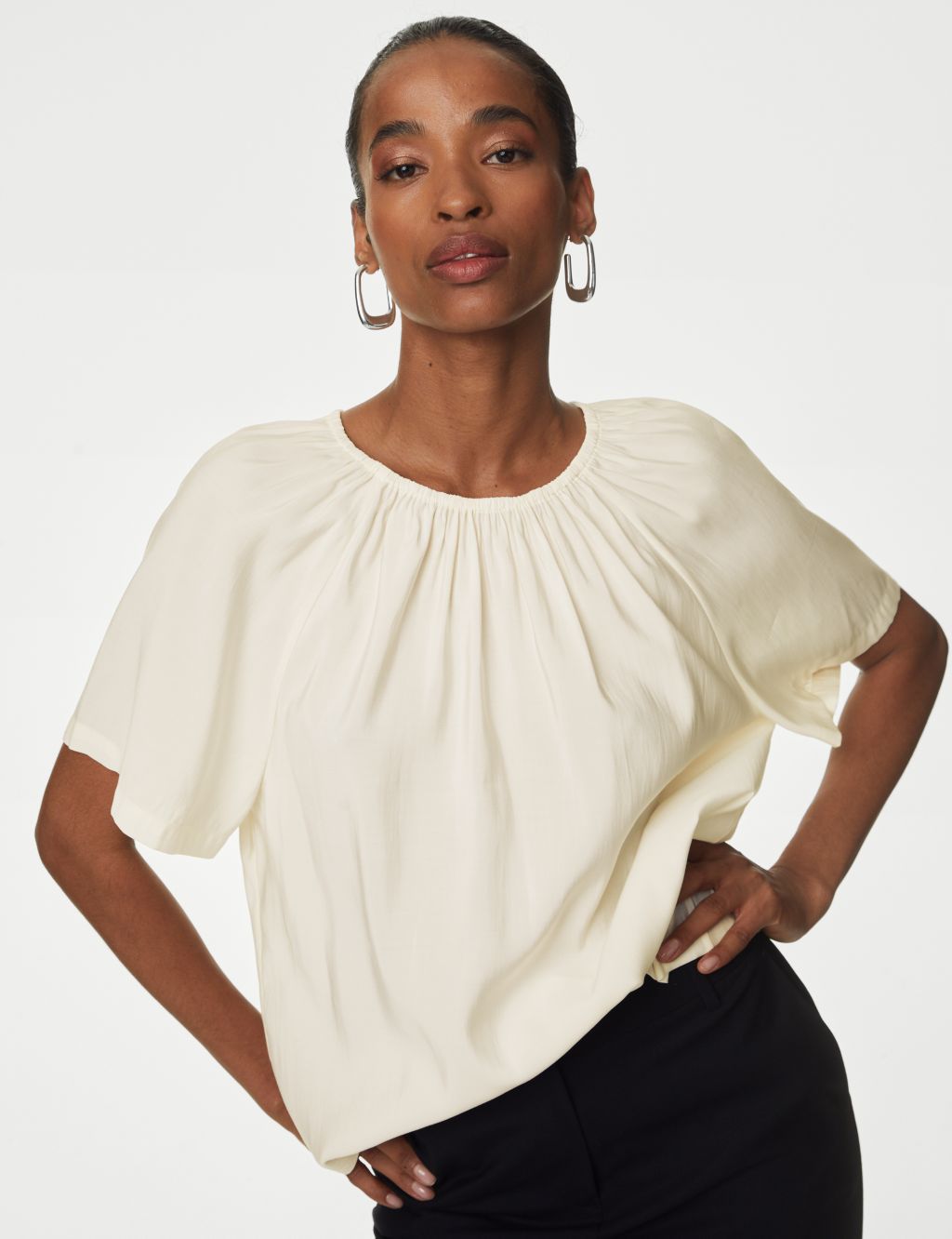 Modal Rich Round Neck Relaxed Blouse