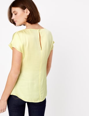 Waist Pleat Short Sleeve Shell Top