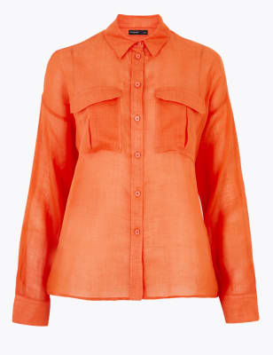 Overhemd van ramee met lange mouwen