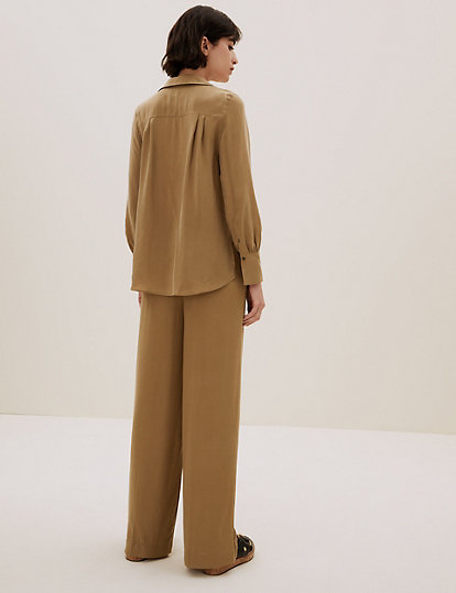 Collared Relaxed Longline Popover Blouse