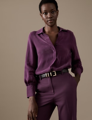 Collared Relaxed Longline Popover Blouse