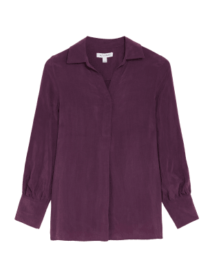 

Womens Autograph Bequem und lang geschnittene Popover-Bluse mit Kragen - Deep Mauve, Deep Mauve