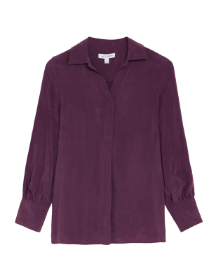 

Womens Autograph Collared Relaxed Longline Popover Blouse - Deep Mauve, Deep Mauve