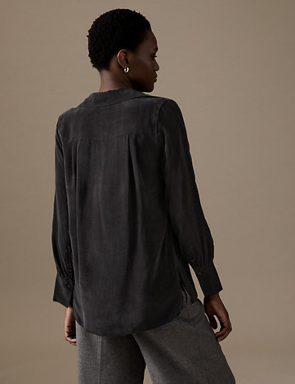 Collared Relaxed Longline Popover Blouse