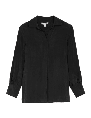 

Womens Autograph Collared Relaxed Longline Popover Blouse - Black, Black