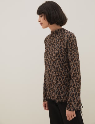 

Womens Autograph Printed High Neck Long Sleeve Blouse - Black Mix, Black Mix