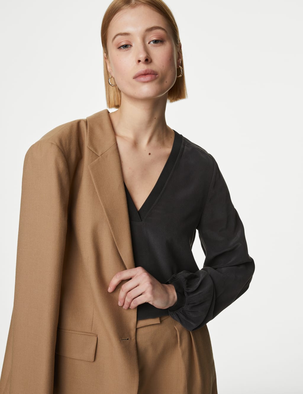 Pure Silk V-Neck Popover Blouse image 1