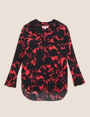 M&S Autograph Womens Floral Collared Longline Shirt