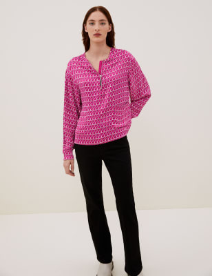 

Womens Autograph Satin Geometric Crew Neck Top - Pink Mix, Pink Mix