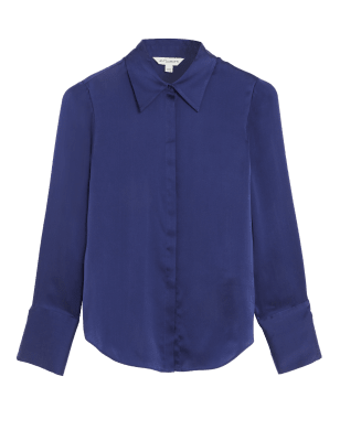 

Womens Autograph Pure Silk Collared Long Sleeve Shirt - French Navy, French Navy