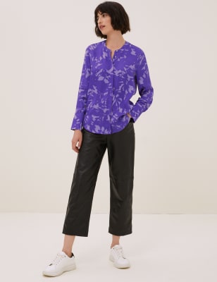 

Womens Autograph Floral Collarless Long Sleeve Shirt - Lilac Mix, Lilac Mix