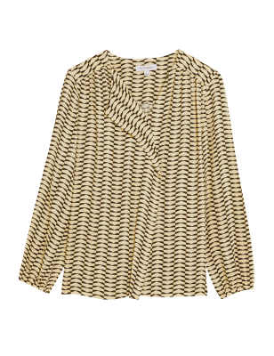 

Womens Autograph Geometric Draped V-Neck Long Sleeve Blouse - Yellow Mix, Yellow Mix