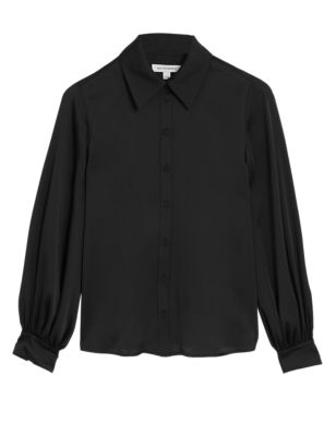 

Womens Autograph Satin Collared Blouson Sleeve Shirt - Black, Black