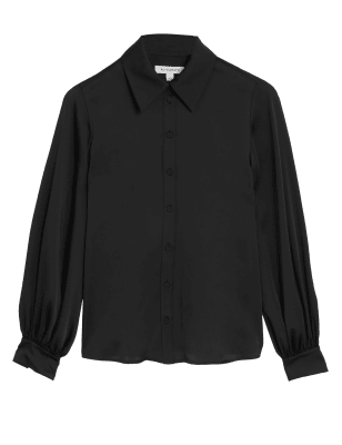 

Womens Autograph Satin Collared Blouson Sleeve Shirt - Black, Black