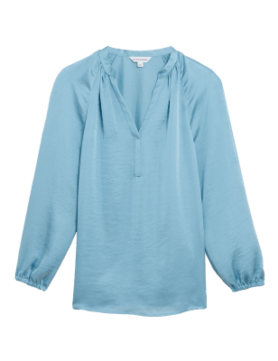 

Womens Autograph V-Neck Long Sleeve Popover Blouse - Turquoise, Turquoise