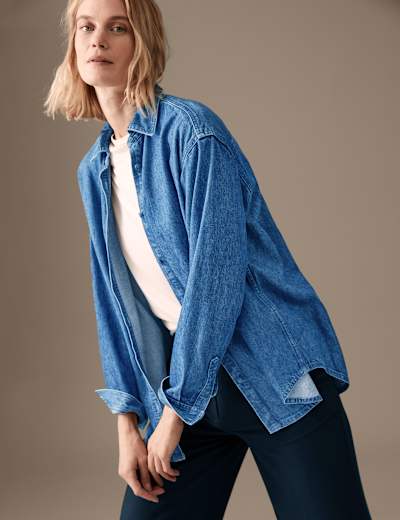 Lyocell Denim Collared Shirt