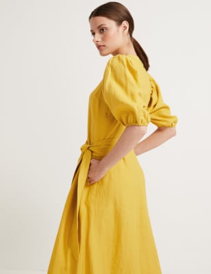 

Womens Autograph Pure Irish Linen V-Neck Belted Midaxi Dress - Citrus, Citrus