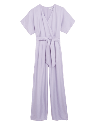 

Womens Autograph Belted Short Sleeve Wide Leg Jumpsuit - Pale Lilac, Pale Lilac