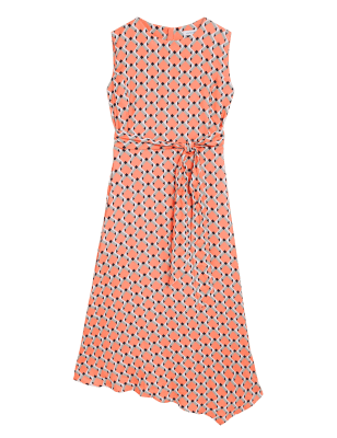 

Womens Autograph Geometric Round Neck Midi Shift Dress - Coral Mix, Coral Mix