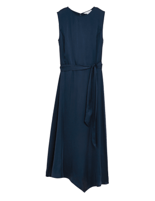 

Womens Autograph Midi-Etuikleid aus reiner Seide mit Gürtel - Navy, Navy