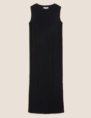 

Womens Autograph Plisse Sleeveless Midaxi Column Dress - Black, Black