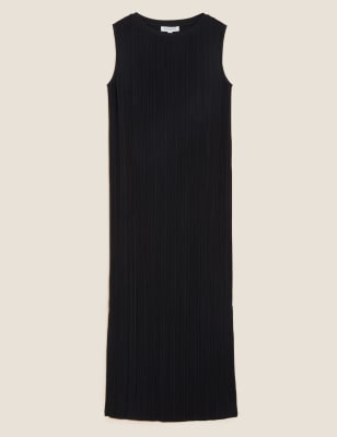 

Womens Autograph Plisse Sleeveless Midaxi Column Dress - Black, Black