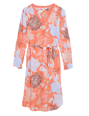 

Womens Autograph Geblümtes Midi-Etuikleid aus reiner Seide mit V-Ausschnitt - Coral Mix, Coral Mix