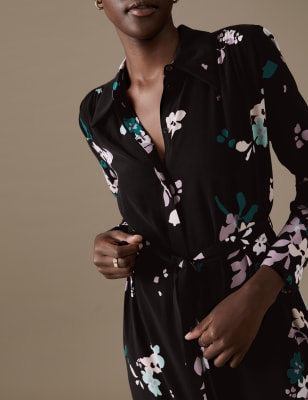 Cupro Rich Floral Midaxi Shirt Dress