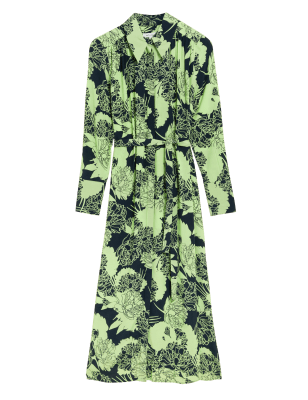 

Womens Autograph Cupro Rich Floral Midaxi Shirt Dress - Green Mix, Green Mix