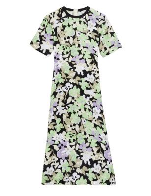 

Womens Autograph Cupro Rich Floral Midaxi T-Shirt Dress - Lime Mix, Lime Mix