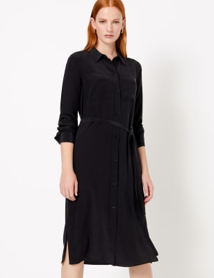 Pure Silk Midi Shirt Dress