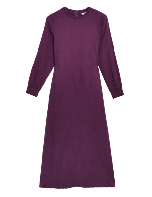 

Womens Autograph Cupro Rich Round Neck Midaxi Waisted Dress - Deep Mauve, Deep Mauve