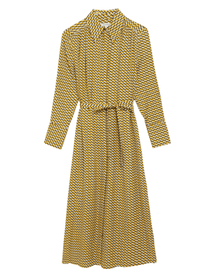 

Womens Autograph Printed Belted Midaxi Shirt Dress - Gold Mix, Gold Mix