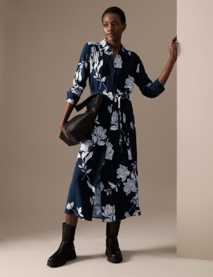 

Womens Autograph Floral Midaxi Shirt Dress - Navy Mix, Navy Mix