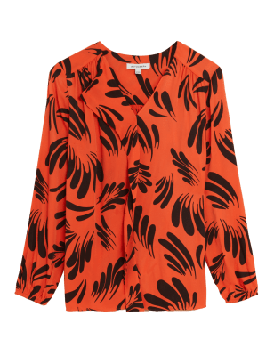 

Autograph Blusa estampada con cuello drapeadoWomens - Orange Mix, Orange Mix