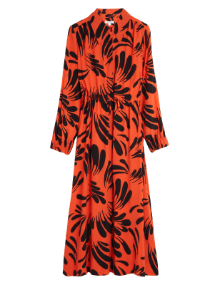 

Womens Autograph Cupro Rich Printed Midaxi Shirt Dress - Orange Mix, Orange Mix