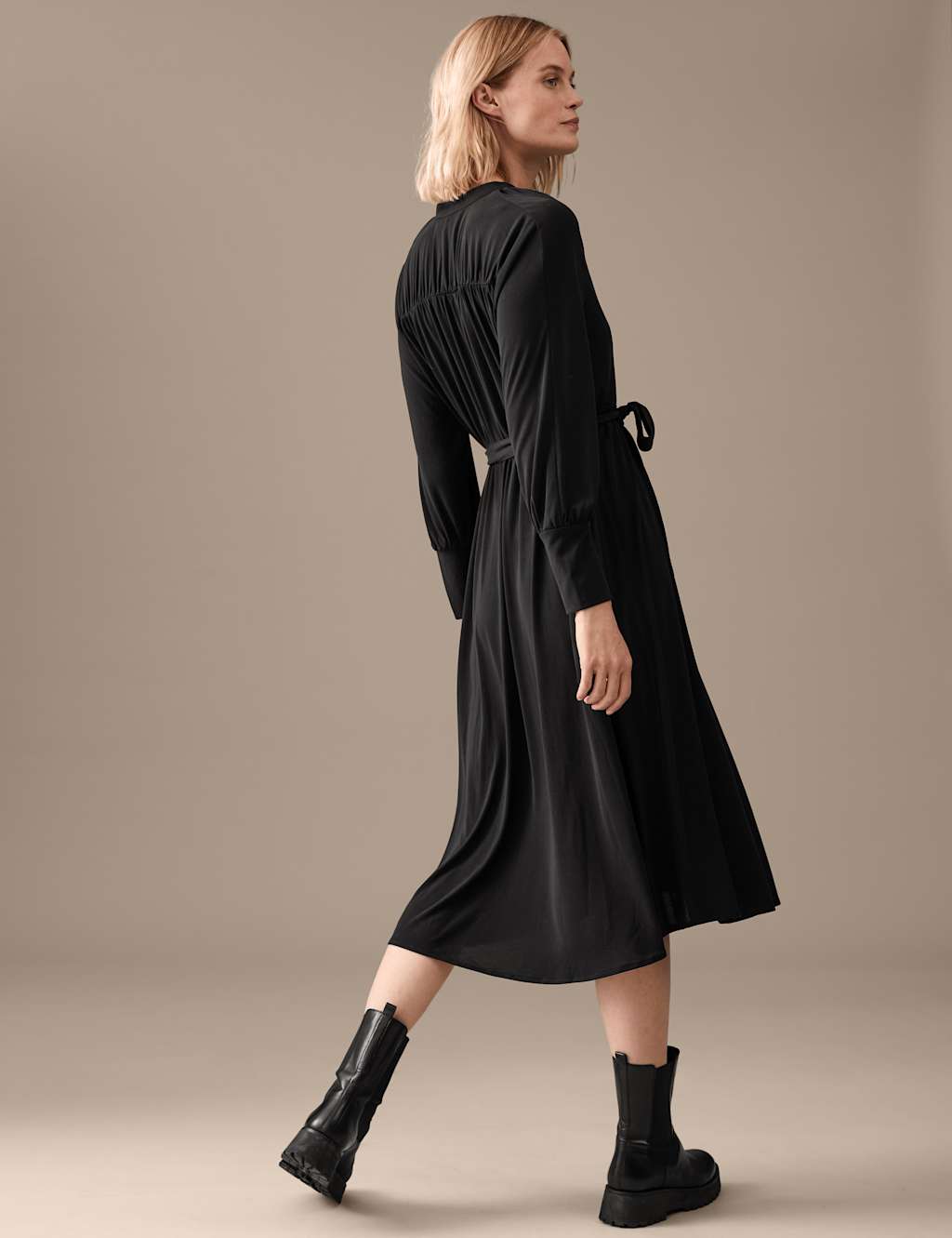 Zip Neck Midaxi Smock Dress image 4