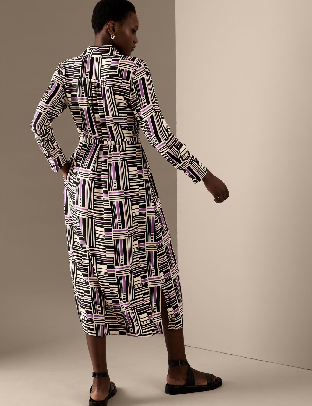 Printed Belted Midaxi Shirt Dress image 4