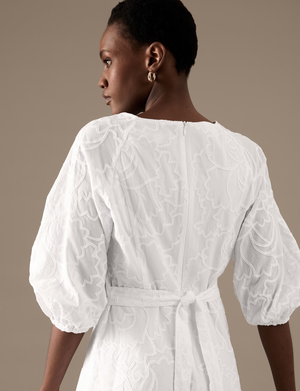 Pure Cotton Embroidered V-Neck Midaxi Dress image 3