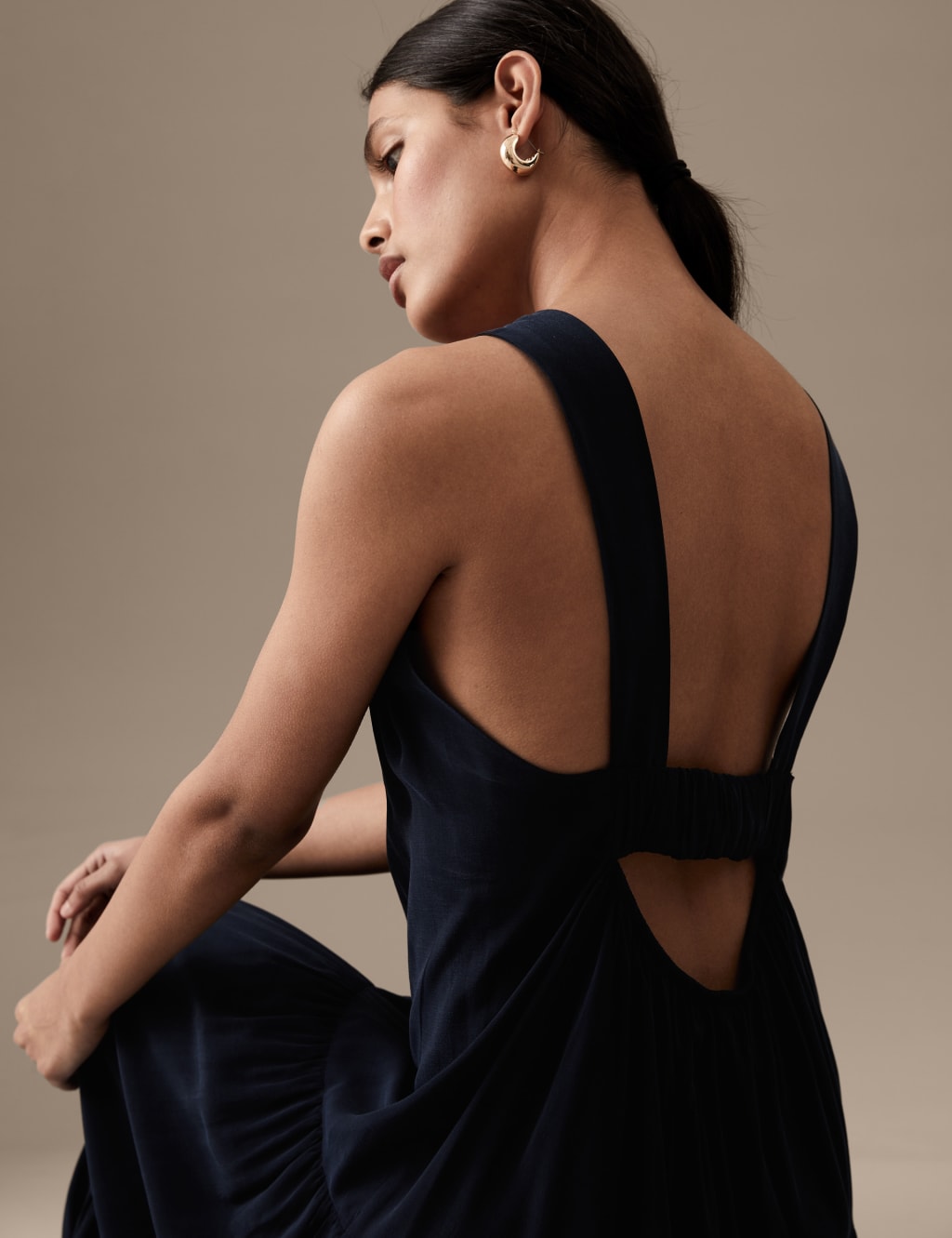 Cupro Rich Square Neck Midaxi Tiered Dress image 2