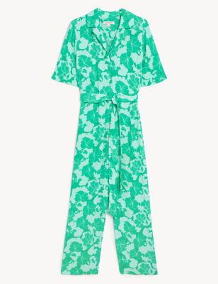 

Womens Autograph Kurzarm-Jumpsuit mit Gürtel und Muster - Green Mix, Green Mix