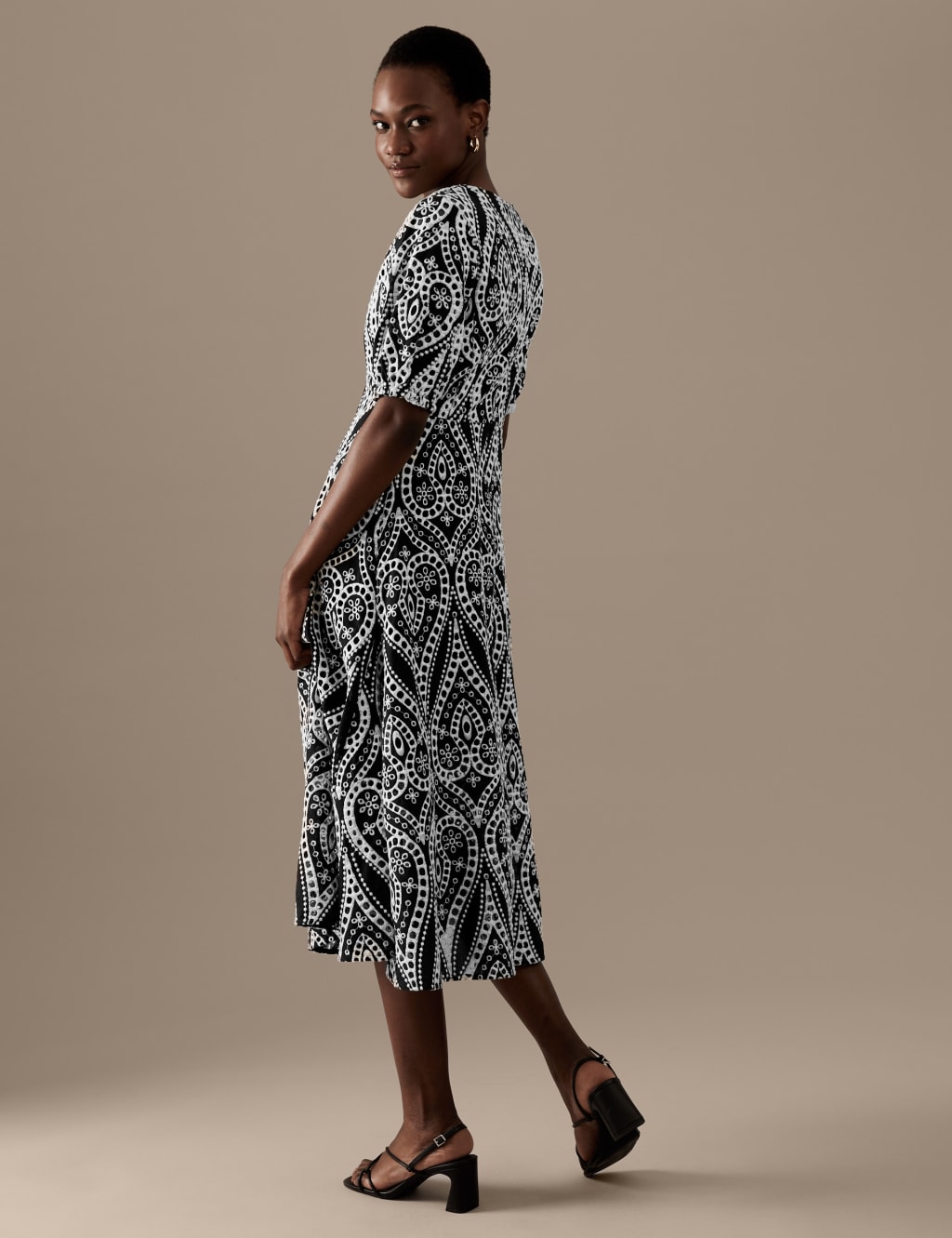 Pure Cotton Broderie Midaxi Waisted Dress image 4