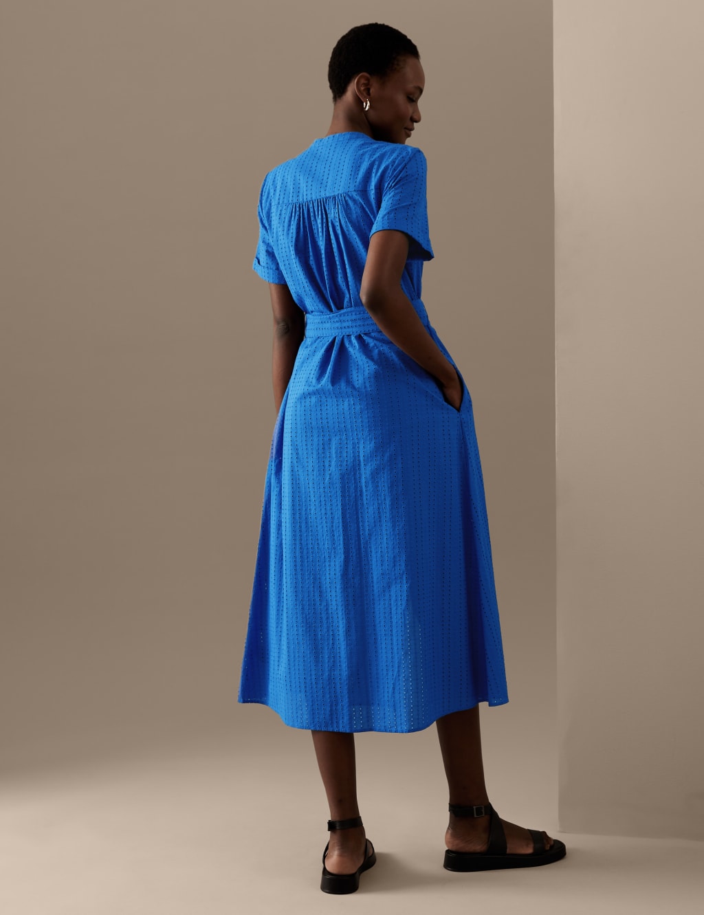 Pure Cotton Embroidered Midaxi Shirt Dress image 4