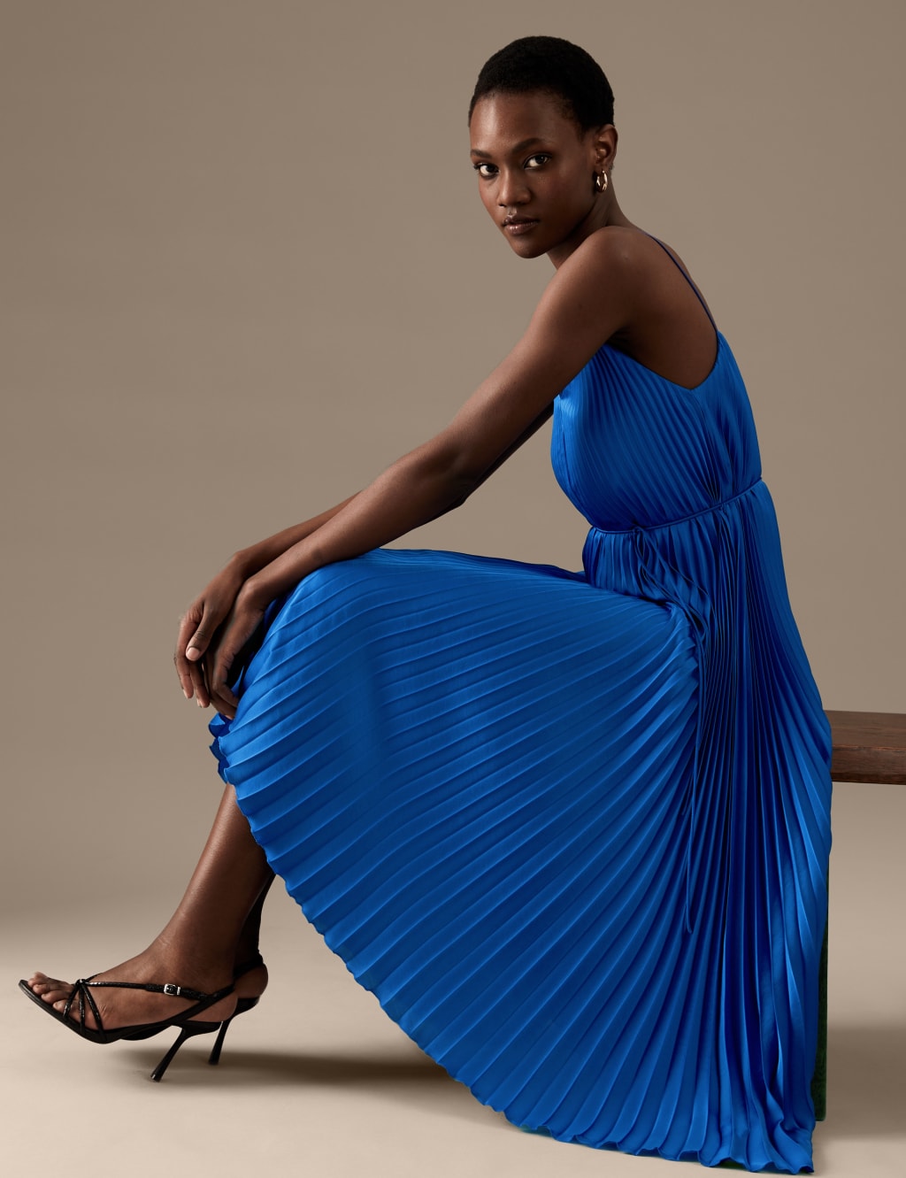 Plisse V-Neck Midi Slip Dress image 1